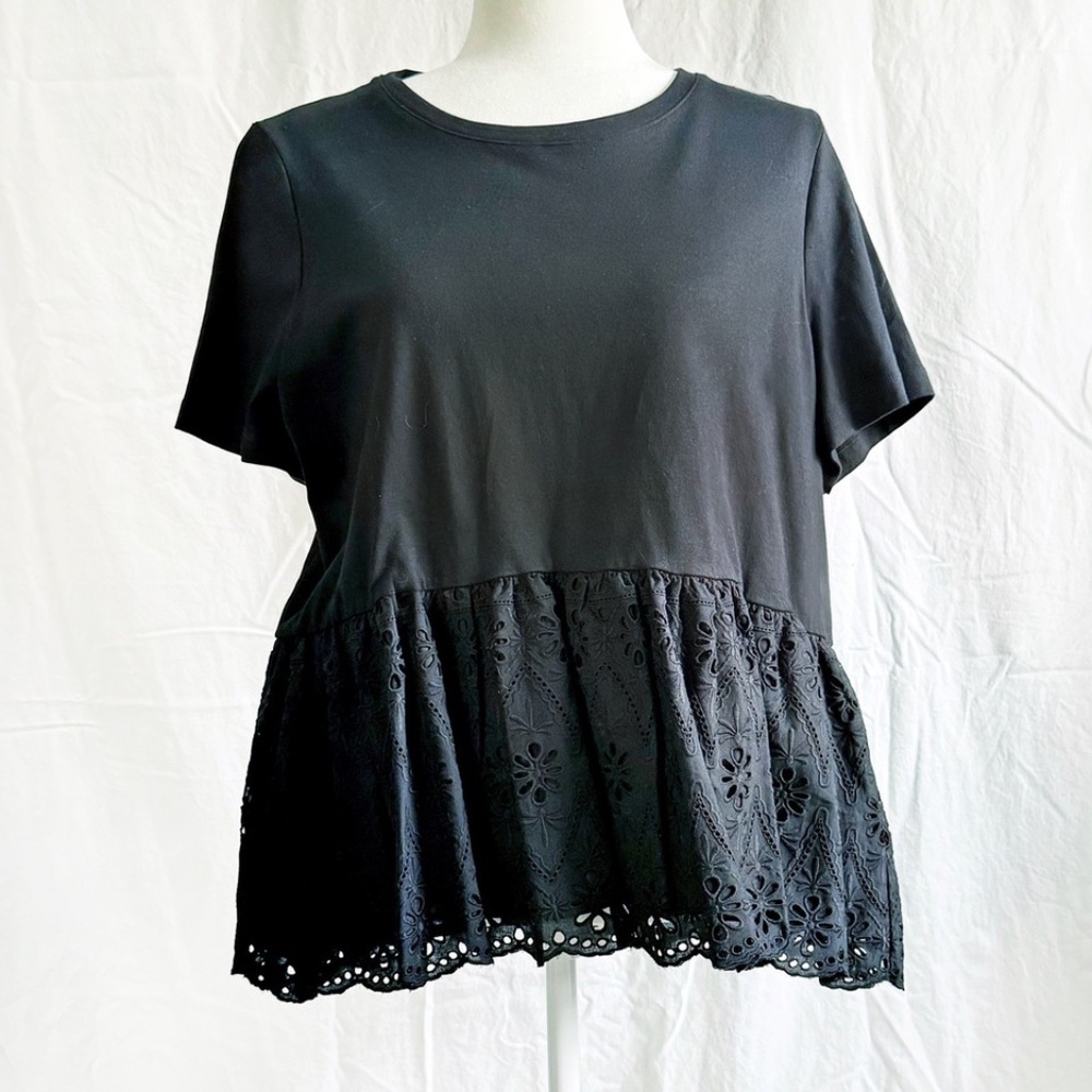 KATE SPADE BLACK BROOME STREET - NWOT Cotton Peplum Shirt Women's X-Large NEW